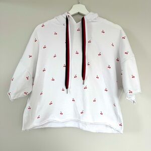 Betsey Johnson Cherry Print White Hoodie